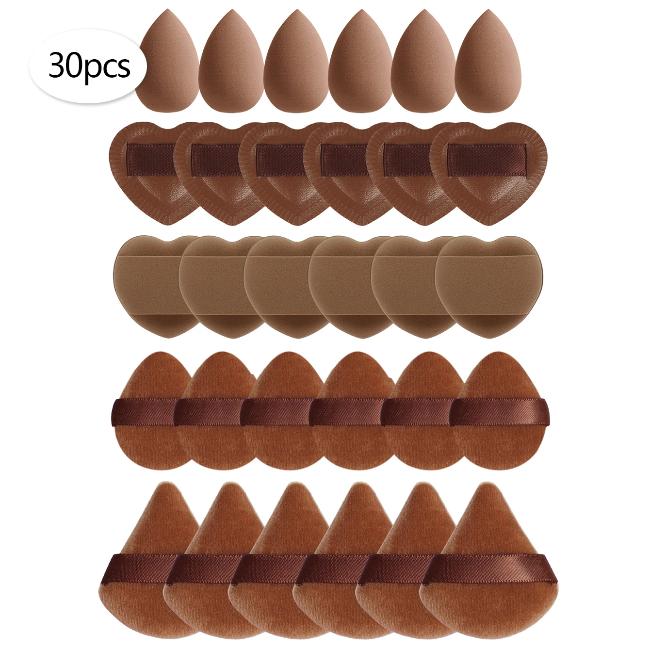 Mini gąbeczki do makijażu puff zestaw 15 lub 30 szt. żółty