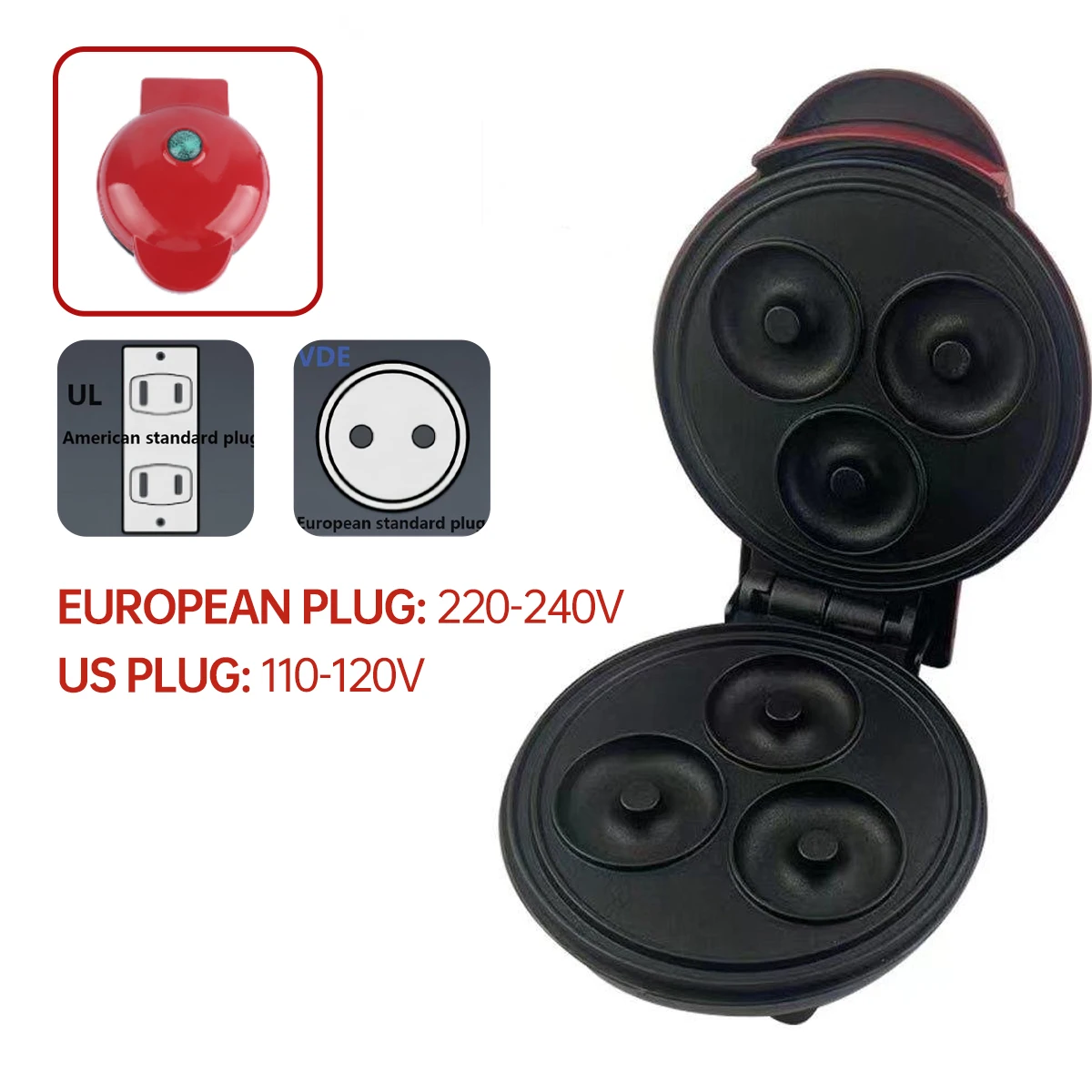 Mini gofrownica elektryczna do kanapek i wafli automatyczna Bordowy