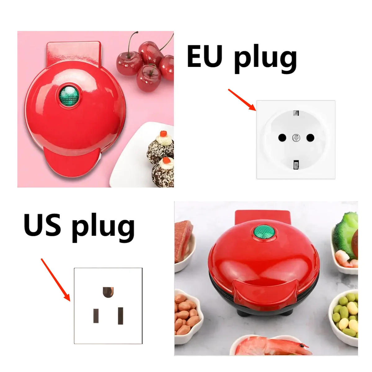 Mini gofrownica elektryczna do kanapek i wafli automatyczna Czerwony