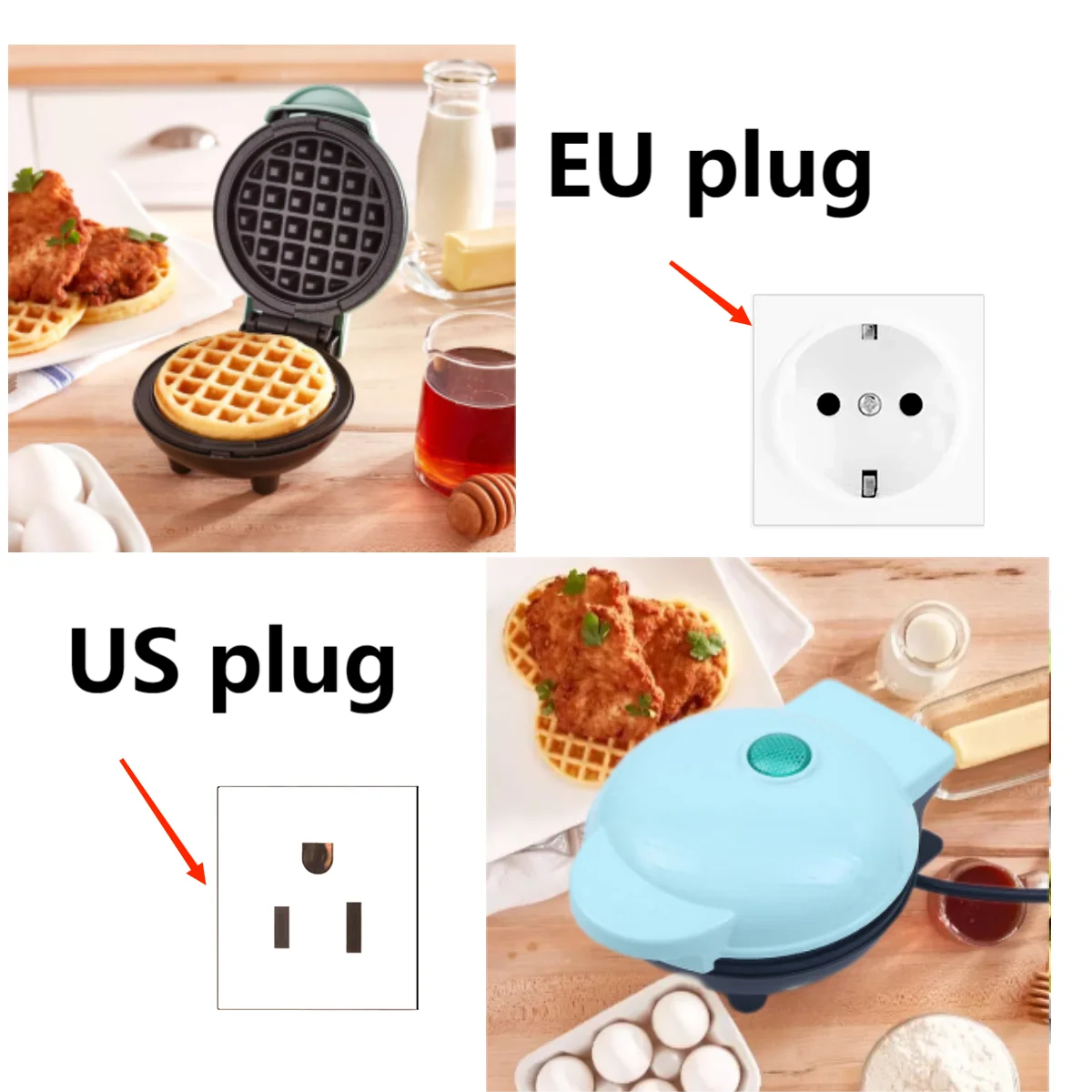 Mini gofrownica elektryczna do kanapek i wafli automatyczna Niebieski