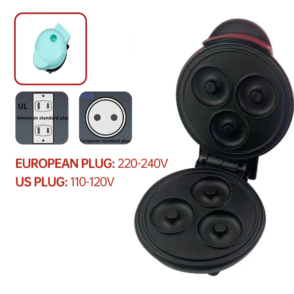 Mini gofrownica elektryczna do kanapek i wafli automatyczna Zielony