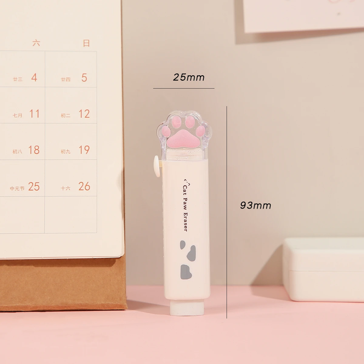 Mini gumka koci ślad push-type dla uczniów kawaii Biały