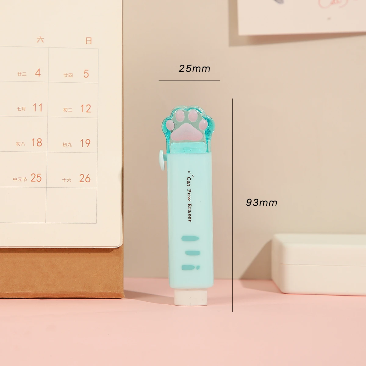 Mini gumka koci ślad push-type dla uczniów kawaii Niebieski