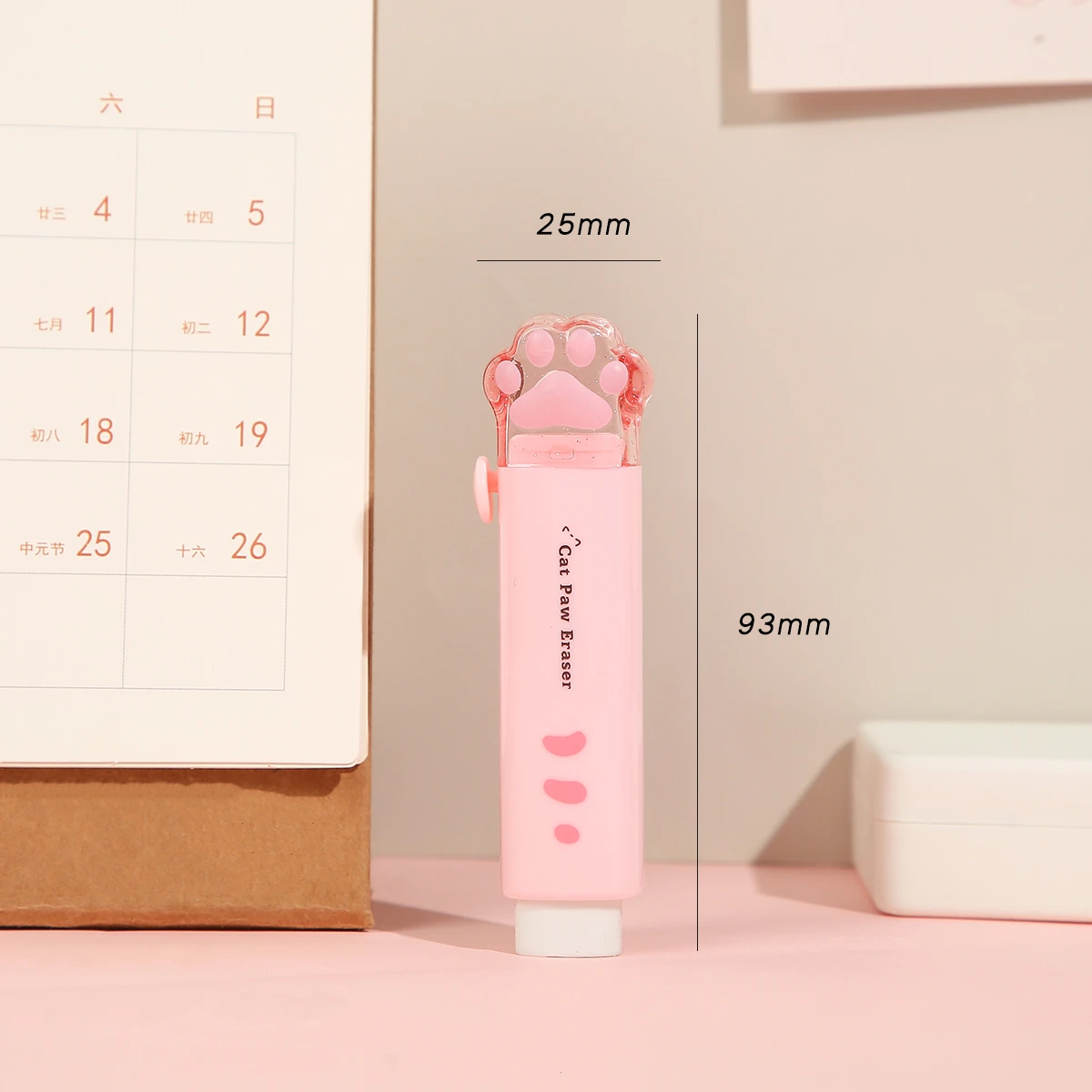 Mini gumka koci ślad push-type dla uczniów kawaii Różowy