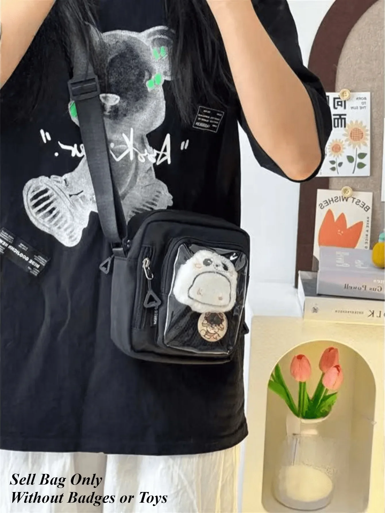 Mini Ita Bag przezroczysta crossbody Y2K — koreańska moda Czarny