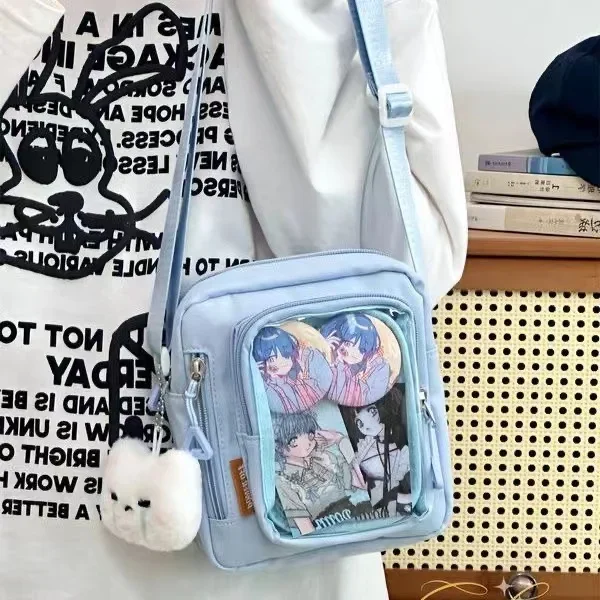 Mini Ita Bag przezroczysta crossbody Y2K — koreańska moda Niebieski