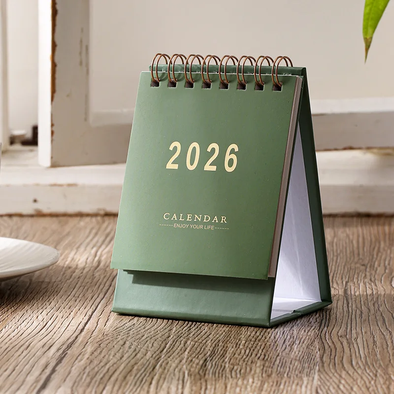 Mini kalendarz biurkowy 2026 Morandi - planer na biurko Biały