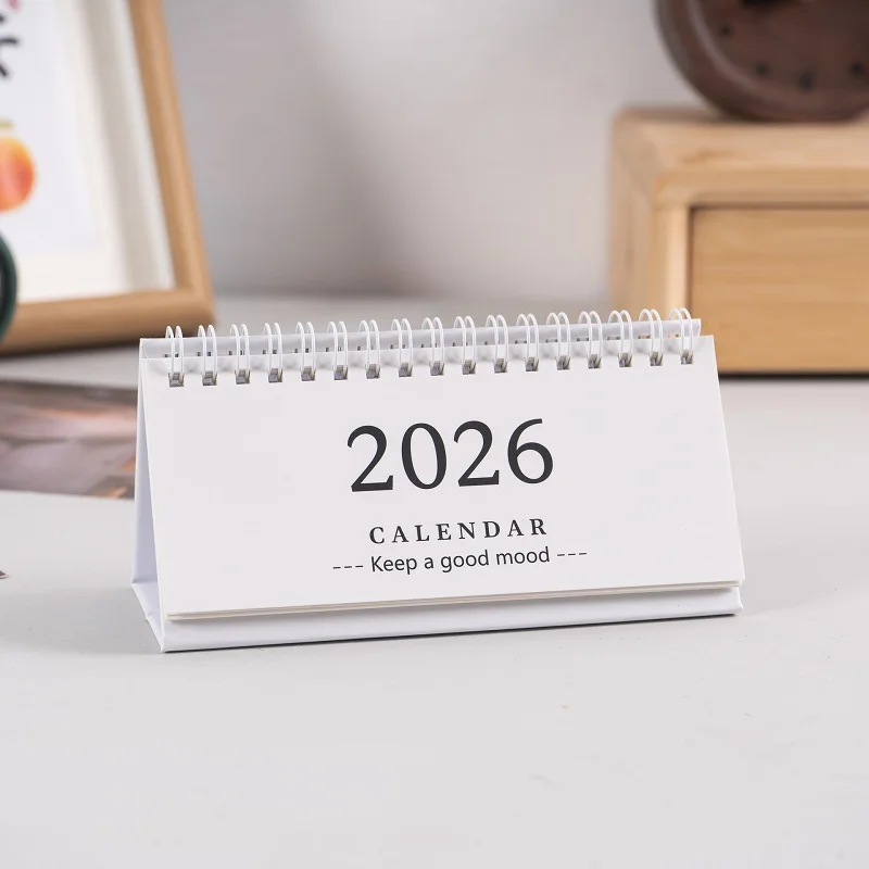 Mini kalendarz biurkowy 2026 w stylu minimalistycznym, dekoracja biurka Czarny