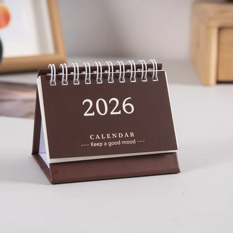 Mini kalendarz biurkowy 2026 w stylu minimalistycznym, dekoracja biurka Fioletowy