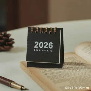 Mini kalendarz biurkowy 2026 z uroczym planerem na stół Jasnożółty