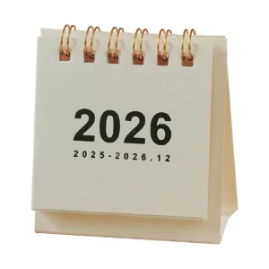 Mini Kalendarz Biurkowy 2026 – przenośny planer na biurko żółty