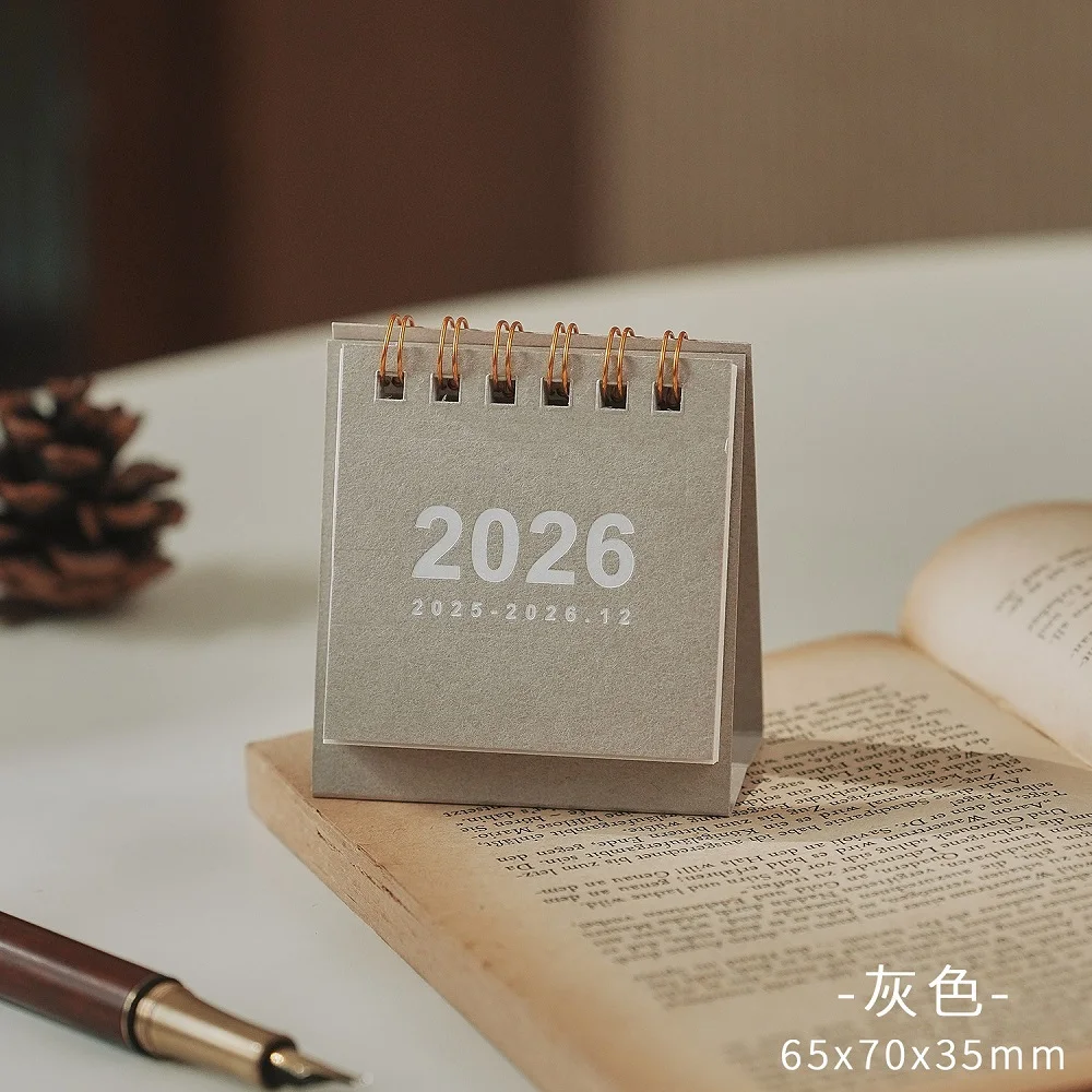 Mini kalendarz biurkowy 2026 ze spiralą Biały