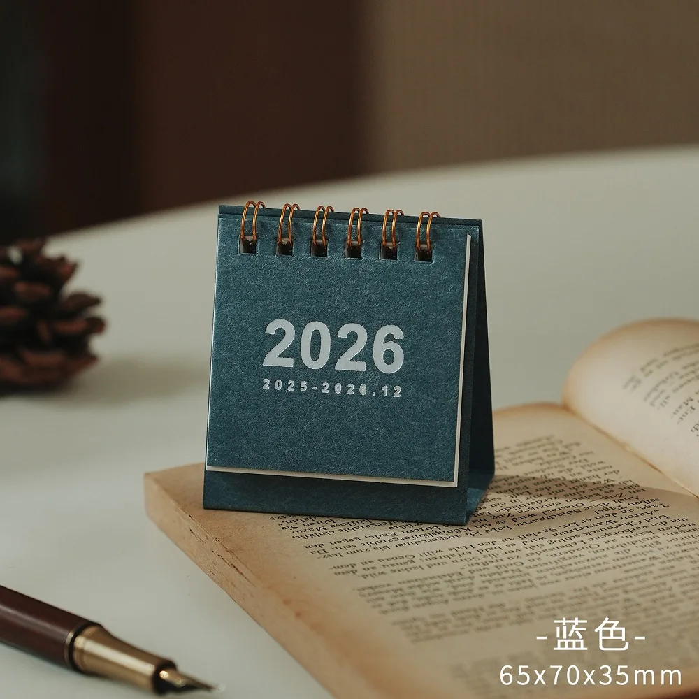 Mini kalendarz biurkowy 2026 ze spiralą Czerwony