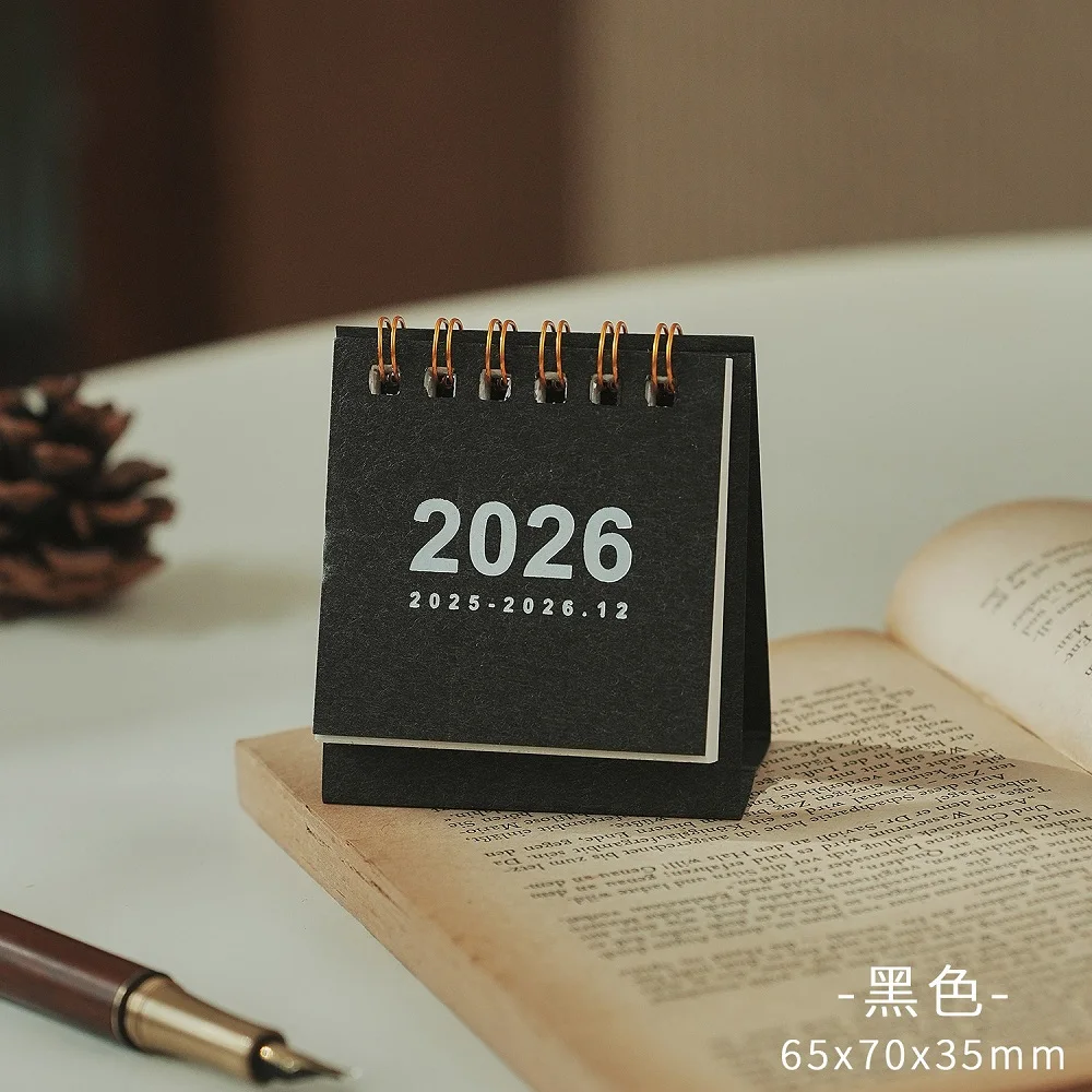 Mini kalendarz biurkowy 2026 ze spiralą Zielony