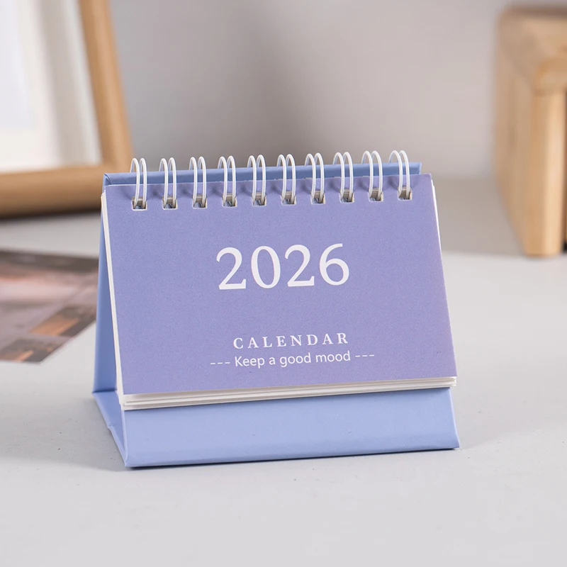 Mini kalendarz biurkowy 2026 — uroczy planer z notatnikiem Biały