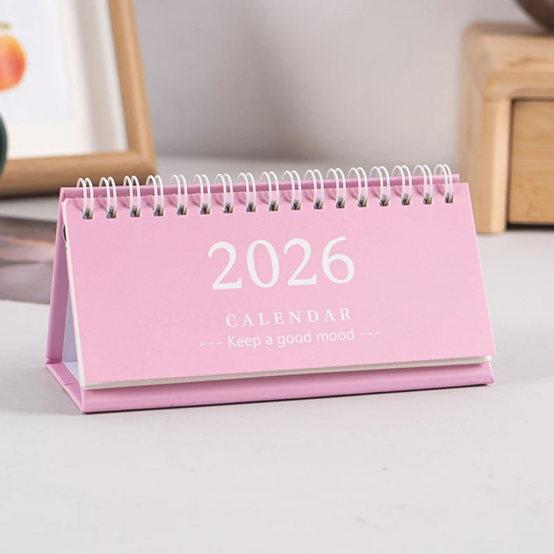 Mini kalendarz biurkowy 2026 — uroczy planer z notatnikiem Czarny