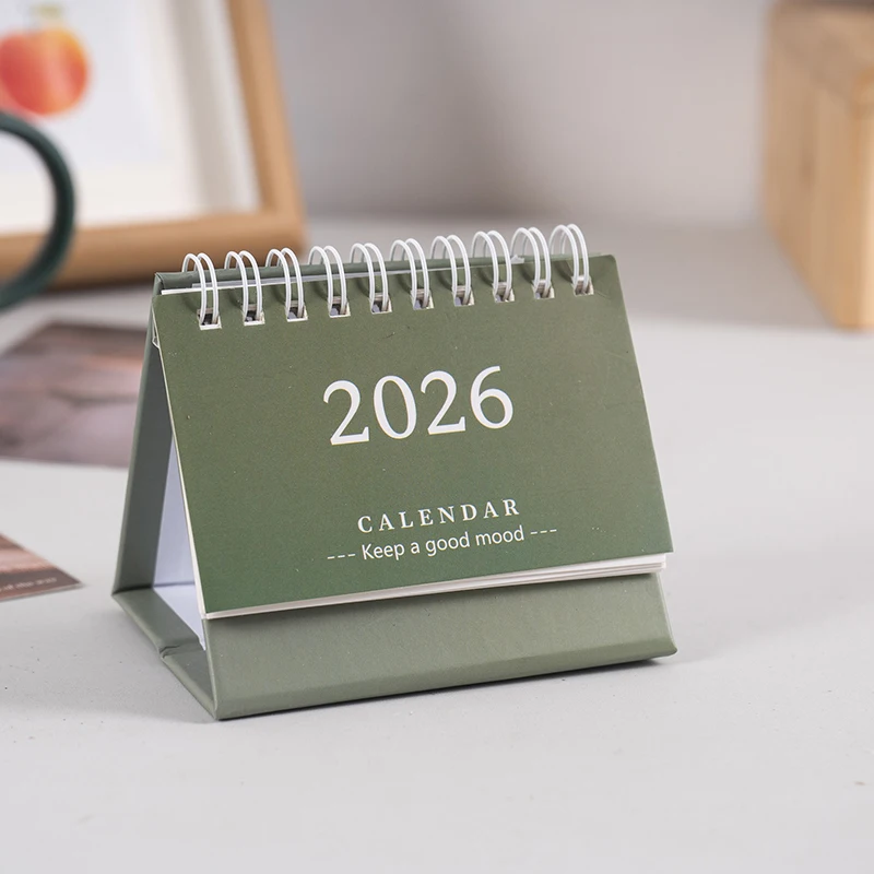 Mini kalendarz biurkowy 2026 — uroczy planer z notatnikiem Czerwony