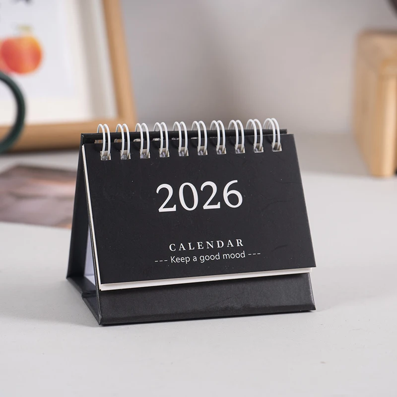 Mini kalendarz biurkowy 2026 — uroczy planer z notatnikiem Fioletowy