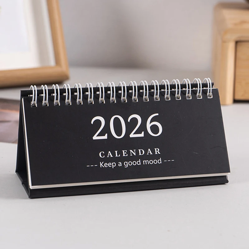 Mini kalendarz biurkowy 2026 — uroczy planer z notatnikiem Jasnożółty