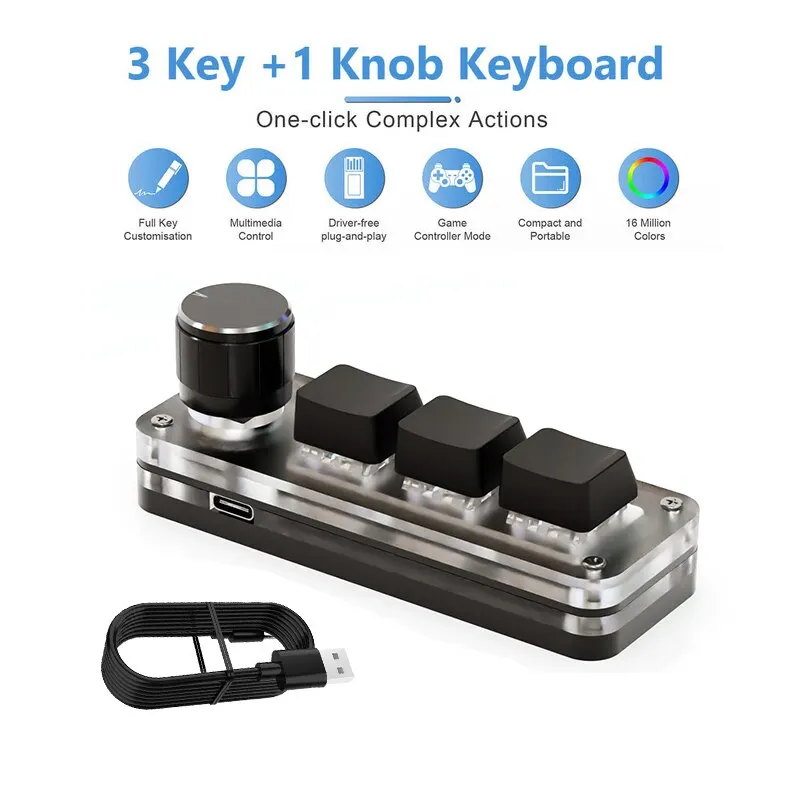 Mini klawiatura makro USB dla graczy z podświetleniem RGB Granatowy