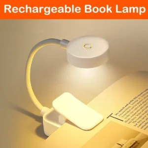 Mini klipsowa lampka LED z ochroną oczu zasilana bateryjnie lub USB Biały