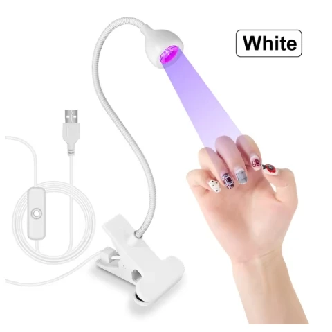 Mini lampa LED UV do paznokci z klipsem USB Biały