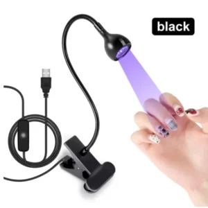 Mini lampa LED UV do paznokci z klipsem USB Czarny
