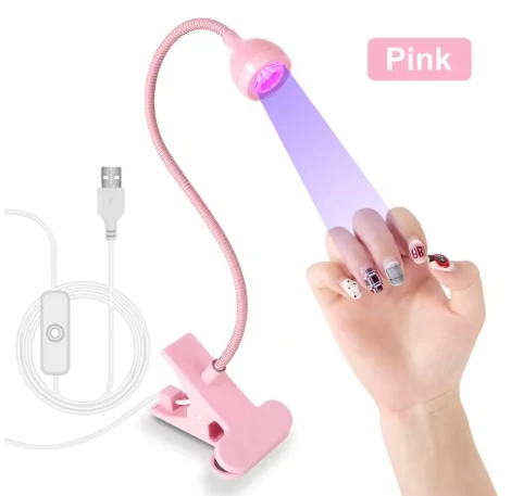 Mini lampa LED UV do paznokci z klipsem USB Różowy