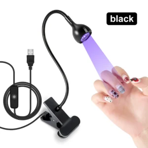 Mini lampa LED UV USB do paznokci – elastyczna, na biurko Czarny