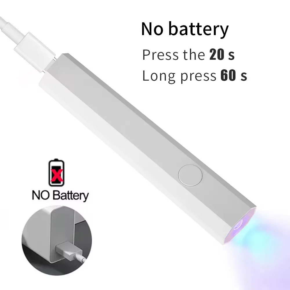 Mini lampa UV LED do lakieru hybrydowego bezprzewodowa USB Biały