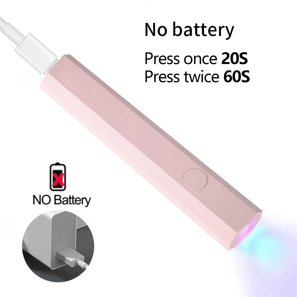 Mini lampa UV LED do paznokci - przenośna, USB Różowy