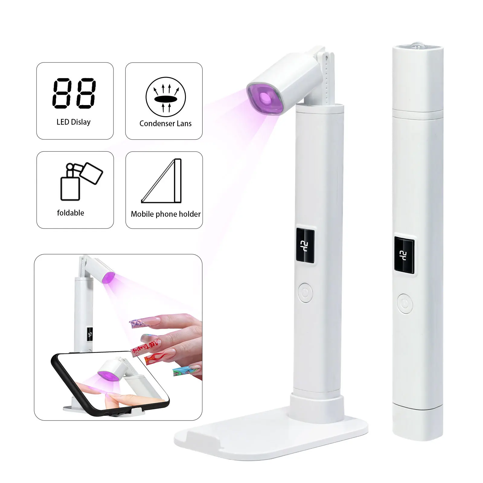 Mini lampa UV LED do paznokci na USB Telescopic rod