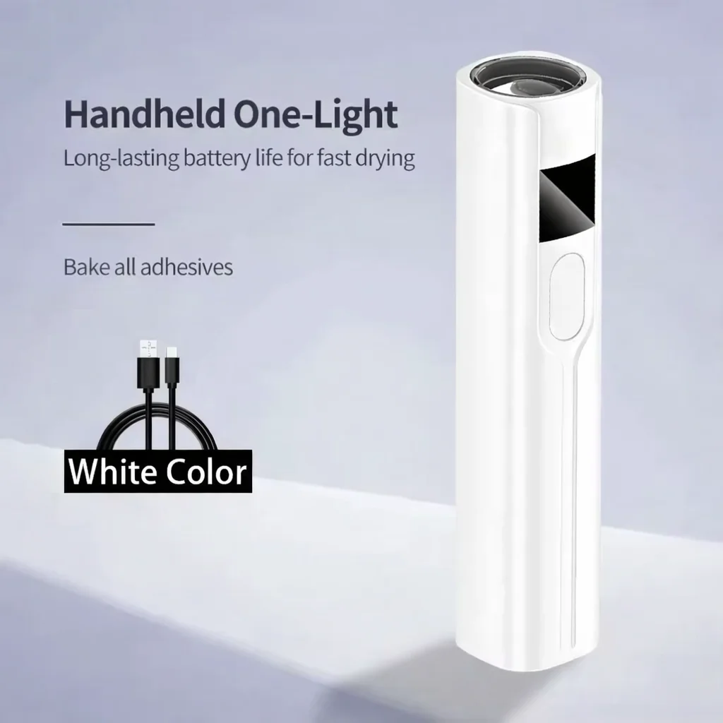 Mini lampa UV LED do paznokci akumulatorowa z wyswietlaczem Biały