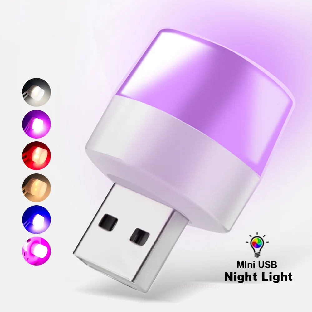Zestaw 5 mini lampek USB LED do czytania i powerbanku Brązowy