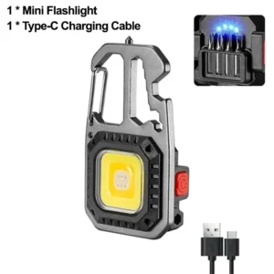 Mini latarka brelok LED z młotkiem bezpieczeństwa i śrubokrętem żółty