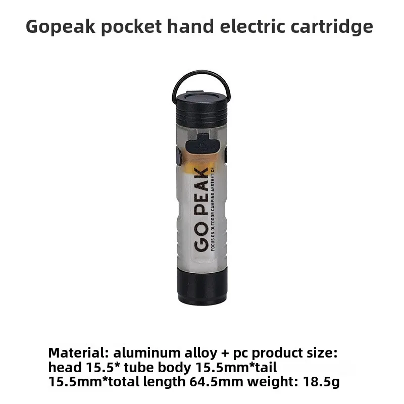 Mini latarka LED na klucze Gopeak z klipsem do czapki – ładowana USB Biały