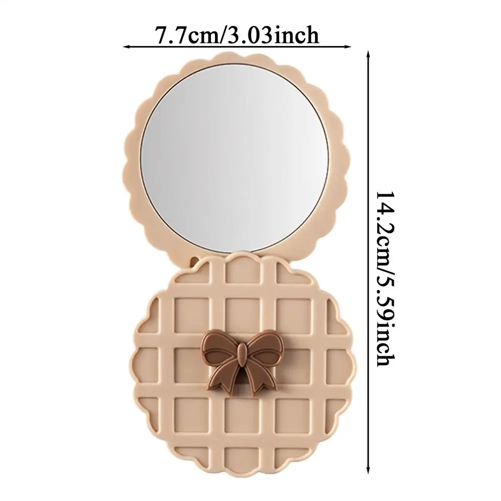 Mini lusterko kieszonkowe okrągłe do torebki Beżowy