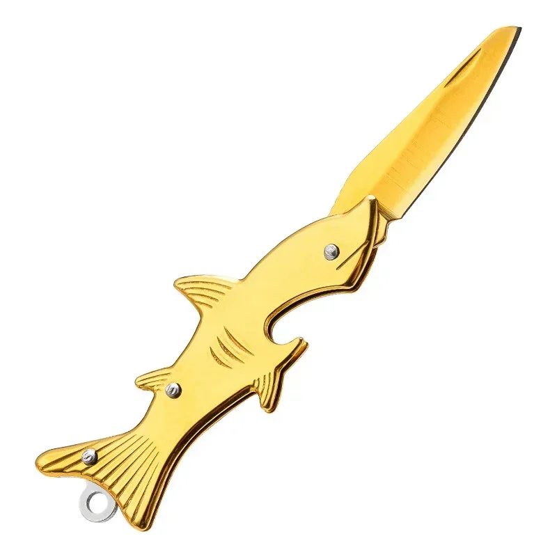 Mini nóż składany Shark EDC na brelok do owoców Bordowy