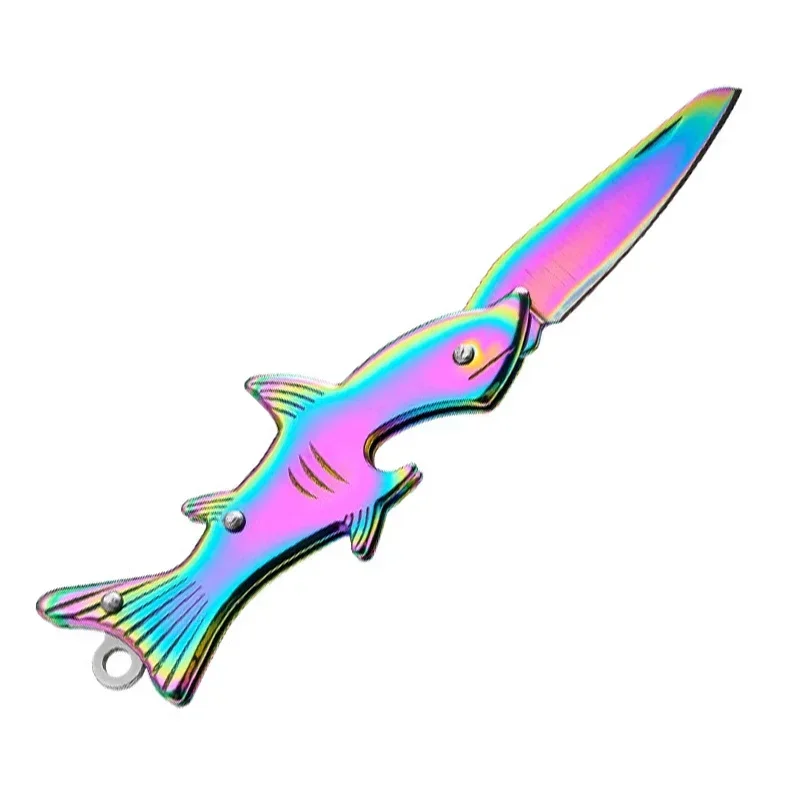 Mini nóż składany Shark EDC na brelok do owoców żółty