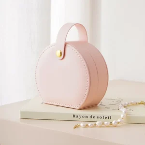 Mini organizer na biżuterię ze skóry ekologicznej - podróżne etui Różowy