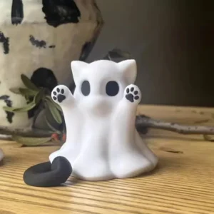 Mini ozdoby duchy-kotki Halloween — dekoracja stołu i biurka Jasnożółty