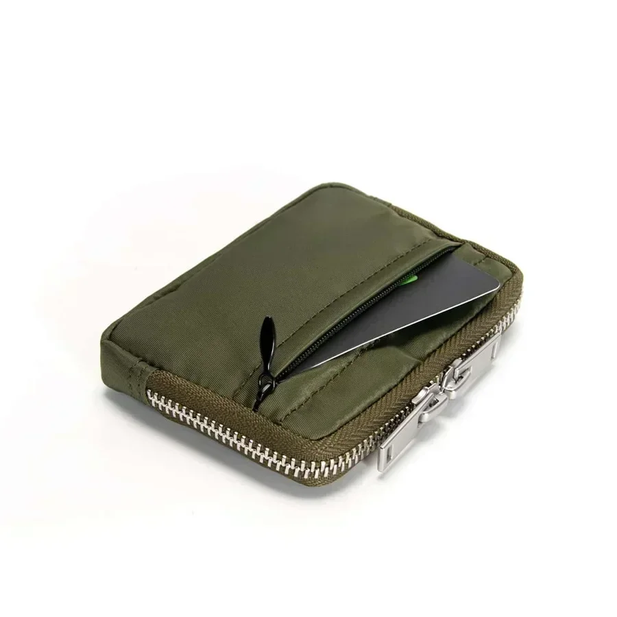 Mini portfel na zamek wodoodporny etui na karty Armygreen