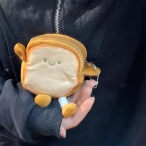 Mini portmonetka w kształcie tostu na monety i słuchawki Beżowy