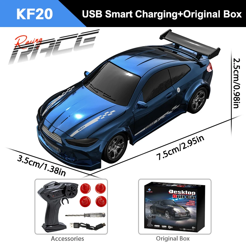 Mini samochód RC do driftu 1:64 - zdalnie sterowany model GTR Czerwony