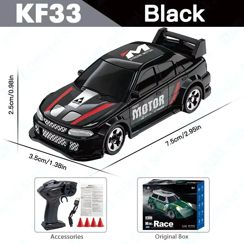 Mini samochód RC do driftu 1:64 - zdalnie sterowany model GTR Niebieski
