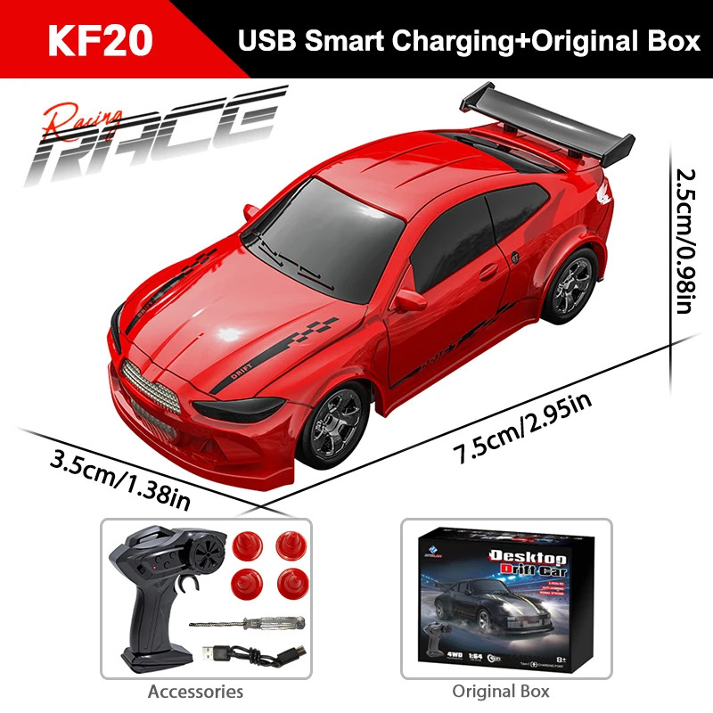 Mini samochód RC do driftu 1:64 - zdalnie sterowany model GTR Zielony