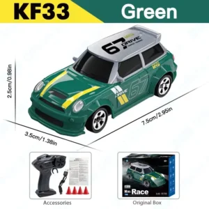 Mini samochód RC do driftu 1:64 - zdalnie sterowany model GTR żółty