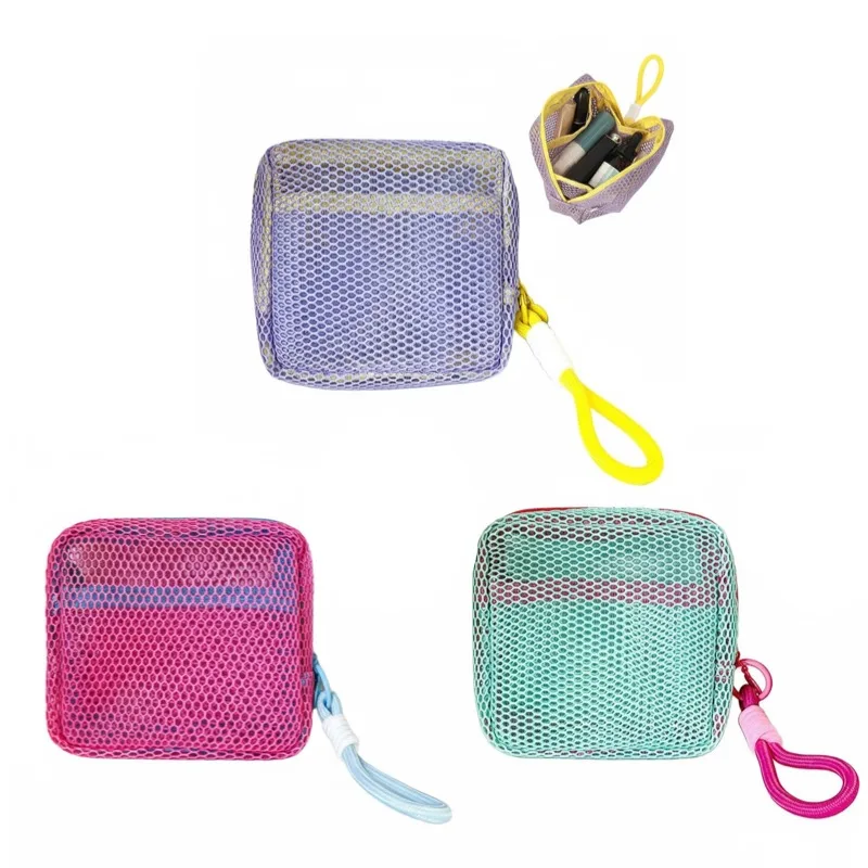 Mini saszetka z siatki na kosmetyki i słuchawki 3PCS