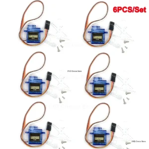 Mini serwa SG90 9g do RC i Arduino - zestaw 6 sztuk 180 stopni Niebieski