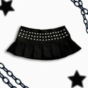 Mini spódniczka z ćwiekami w stylu Y2K gothic punk Black01